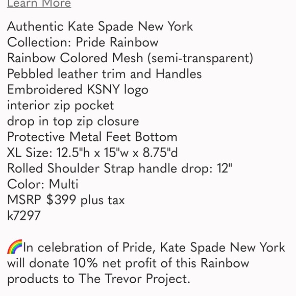 Kate Spade Ella Extra Large Rainbow Tote - Picture 6 of 7